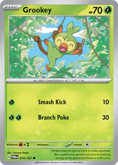 Grookey Pokemon card from Twilight Masquerade, card number 14
