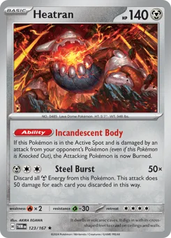 Heatran Pokemon card from Twilight Masquerade, card number 123
