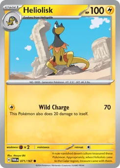 Heliolisk Pokemon card from Twilight Masquerade, card number 71