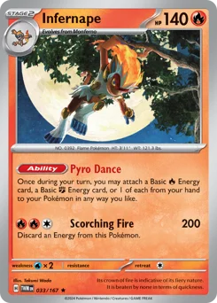 Infernape Pokemon card from Twilight Masquerade, card number 33