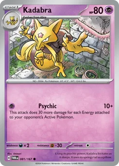 Kadabra Pokemon card from Twilight Masquerade, card number 81