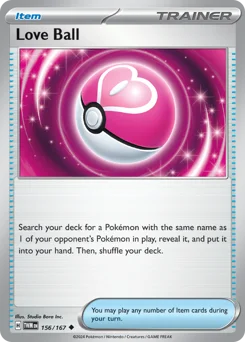 Love Ball Pokemon card from Twilight Masquerade, card number 156
