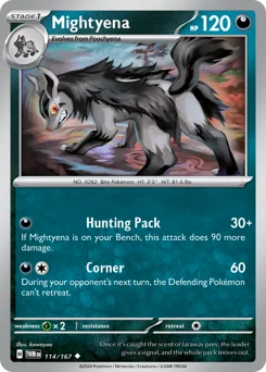 Mightyena Pokemon card from Twilight Masquerade, card number 114