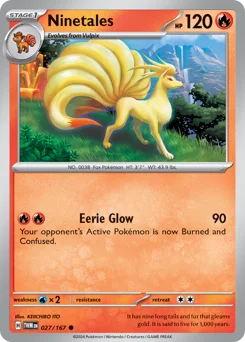 Ninetales Pokemon card from Twilight Masquerade, card number 27