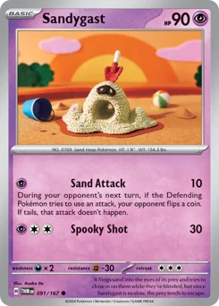 Sandygast Pokemon card from Twilight Masquerade, card number 91