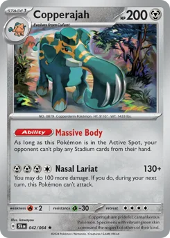Copperajah Pokemon card from Shrouded Fable, card number 42