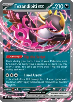 Fezandipiti ex Pokemon card from Shrouded Fable, card number 38