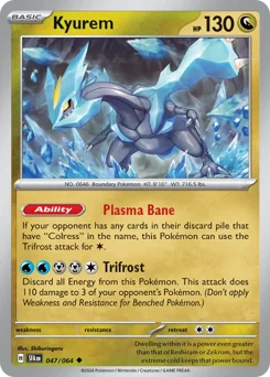 Kyurem Pokemon card from Shrouded Fable, card number 47
