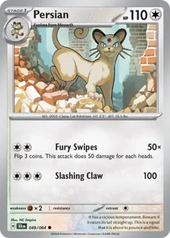Persian Pokemon card from Shrouded Fable, card number 49
