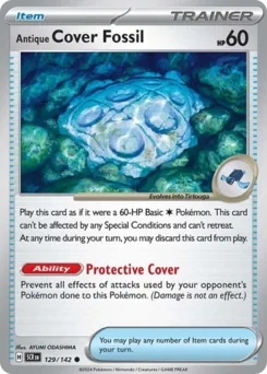 Antique Cover Fossil Pokemon card from Stellar Crown, card number 129