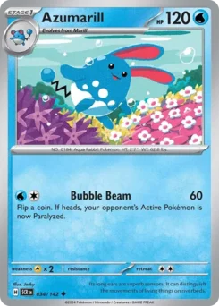 Azumarill Pokemon card from Stellar Crown, card number 34