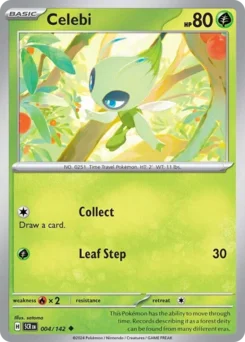 Celebi Pokemon card from Stellar Crown, card number 4