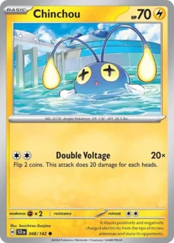 Chinchou Pokemon card from Stellar Crown, card number 48