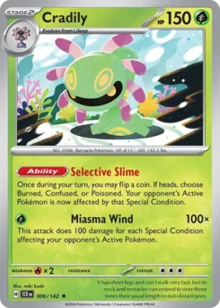 Cradily Pokemon card from Stellar Crown, card number 6