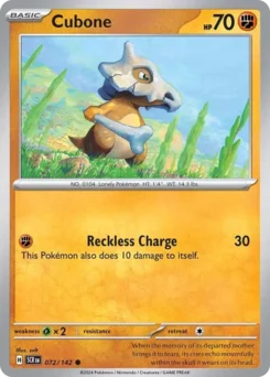 Cubone Pokemon card from Stellar Crown, card number 72