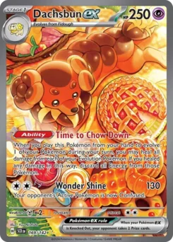 Dachsbun ex Pokemon card from Stellar Crown, card number 169