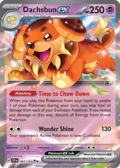 Dachsbun ex Pokemon card from Stellar Crown, card number 67