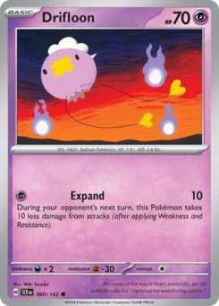 Drifloon Pokemon card from Stellar Crown, card number 60