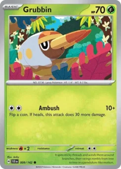 Grubbin Pokemon card from Stellar Crown, card number 9