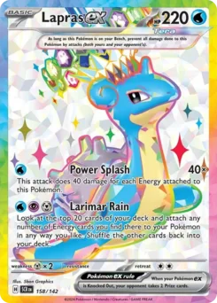 Lapras ex Pokemon card from Stellar Crown, card number 158