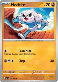 Meditite Pokemon card from Stellar Crown, card number 78