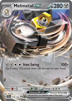Melmetal ex Pokemon card from Stellar Crown, card number 105
