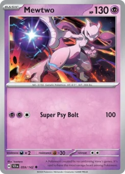 Mewtwo Pokemon card from Stellar Crown, card number 59