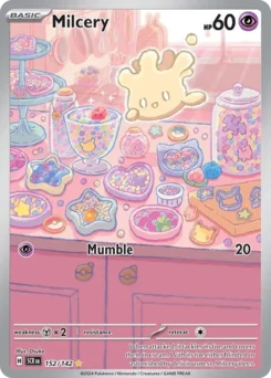 Milcery Pokemon card from Stellar Crown, card number 152