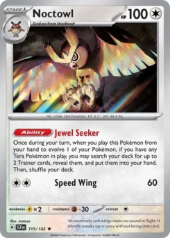 Noctowl Pokemon card from Stellar Crown, card number 115