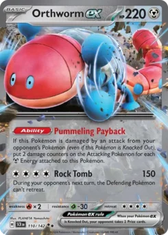Orthworm ex Pokemon card from Stellar Crown, card number 110