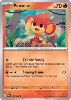 Pansear Pokemon card from Stellar Crown, card number 21