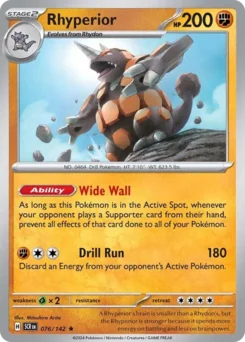 Rhyperior Pokemon card from Stellar Crown, card number 76
