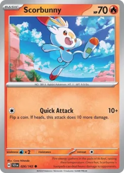 Scorbunny Pokemon card from Stellar Crown, card number 26