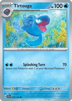 Tirtouga Pokemon card from Stellar Crown, card number 37