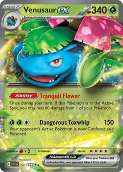 Venusaur ex Pokemon card from Stellar Crown, card number 1