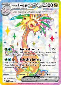 Alolan Exeggutor ex Pokemon card from Surging Sparks, card number 225