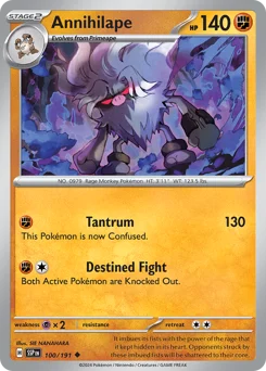 Annihilape Pokemon card from Surging Sparks, card number 100