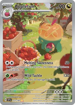 Appletun Pokemon card from Surging Sparks, card number 211