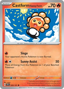 Castform Sunny Form Pokemon card from Surging Sparks, card number 20