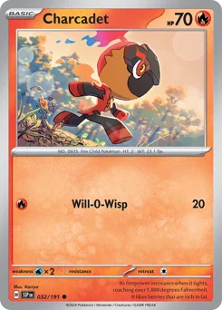 Charcadet Pokemon card from Surging Sparks, card number 32