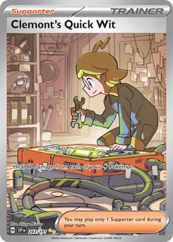 Clemont's Quick Wit Pokemon card from Surging Sparks, card number 243