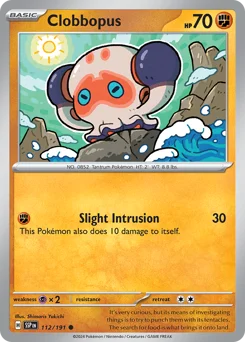 Clobbopus Pokemon card from Surging Sparks, card number 112
