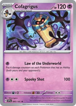 Cofagrigus Pokemon card from Surging Sparks, card number 83