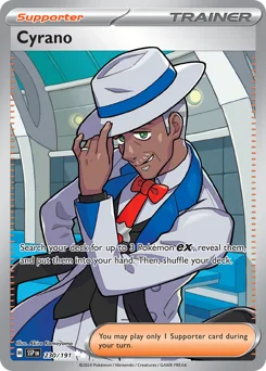 Cyrano Pokemon card from Surging Sparks, card number 230