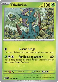 Dhelmise Pokemon card from Surging Sparks, card number 10