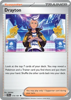 Drayton Pokemon card from Surging Sparks, card number 174
