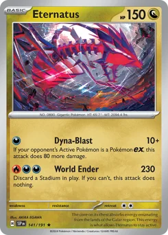 Eternatus Pokemon card from Surging Sparks, card number 141