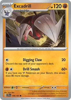Excadrill Pokemon card from Surging Sparks, card number 109