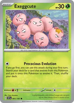 Exeggcute Pokemon card from Surging Sparks, card number 1