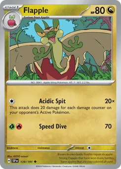 Flapple Pokemon card from Surging Sparks, card number 139